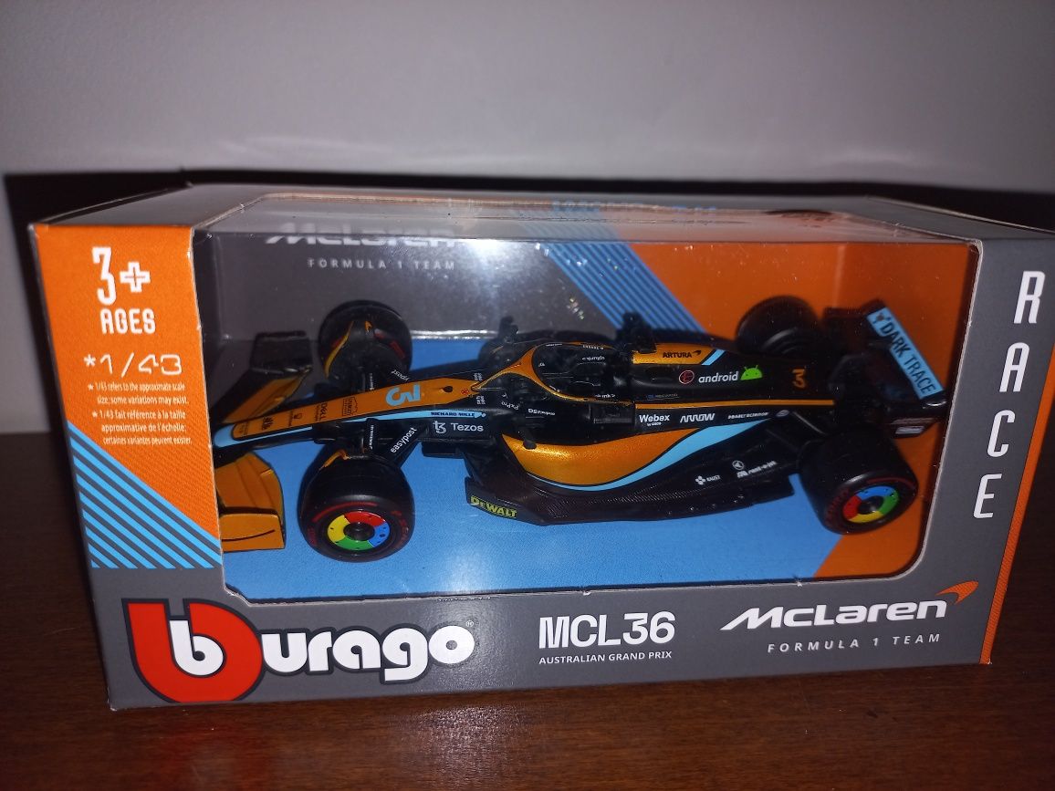 Bburago bolid F1 McLaren Daniel Ricciardo, skala 1;43