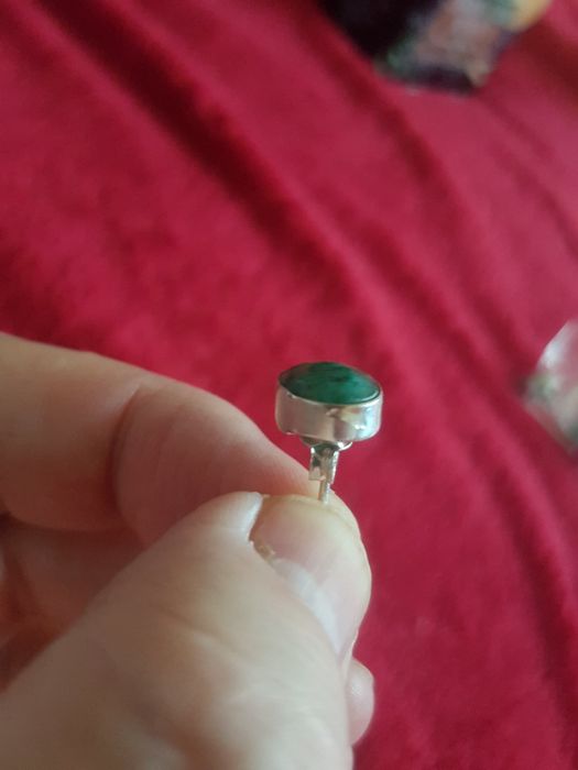 Пусаны с Индийским изумрудом из стерлингового  серебра