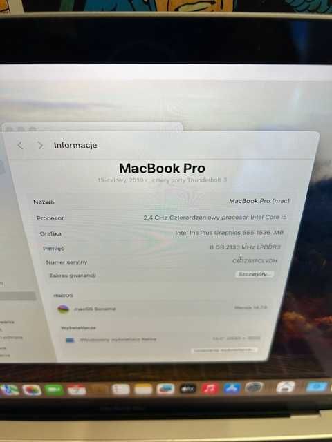 MacBook Pro 13 Grafika 1536MB A1989 i5/8gb/512gb Touch Bar Szczecin