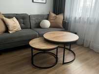 Stoliki kawowe okrągłe 2w1 loft dąb craft