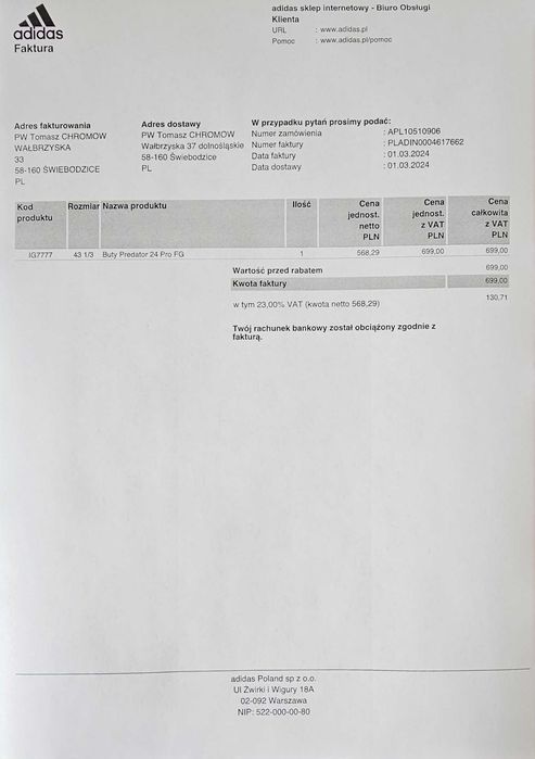 Buty Korki adidas Predator 24 Pro FG rozmiar 43 1/3 na gwarancji