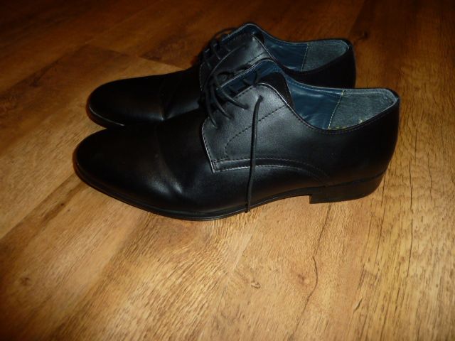 next Черные кожаные туфли Некст, р 42 UK 8, стелька 28,5 см, сделаны в