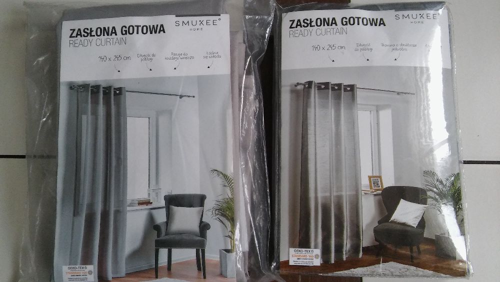 Zasłony szare 140x245cm