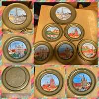 6 бронзовых тарелок на стену с картинами-видами городов Баварии Днепр