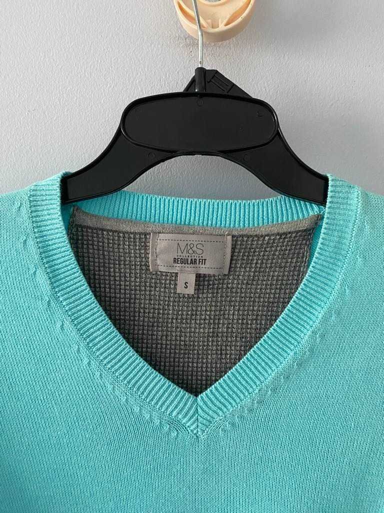 M & S Pulower swetr sweter niebieski 100 % bawełna eur S