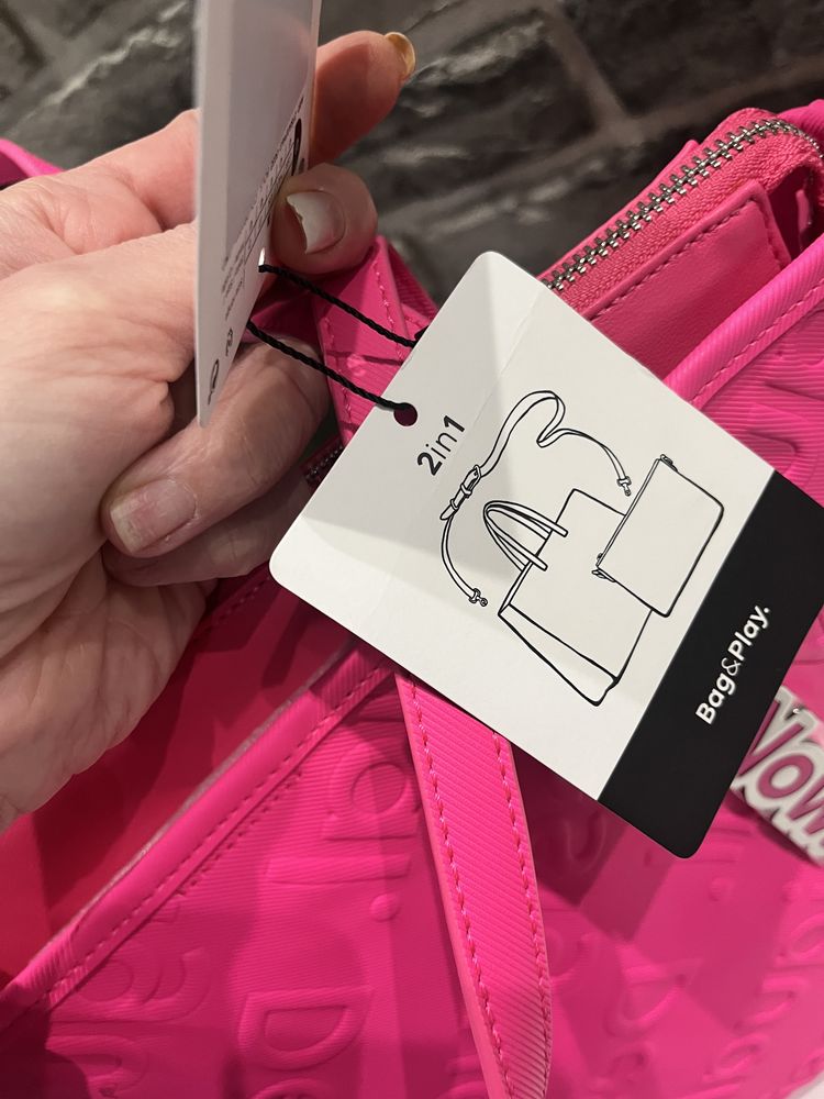 Piękna różowa torebka shopperka Desigual nowa z kompletem metek