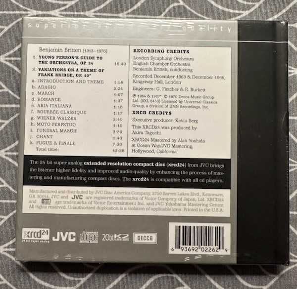 Britten - The Young Person's Guide to the Orchestra Płyta XRCD