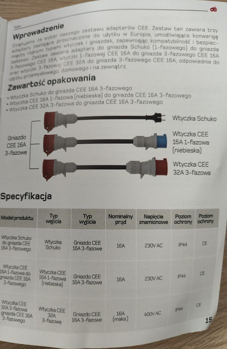 Zestaw 3 adapterów przejściówek do zasilaczy samochodów elektrycznych