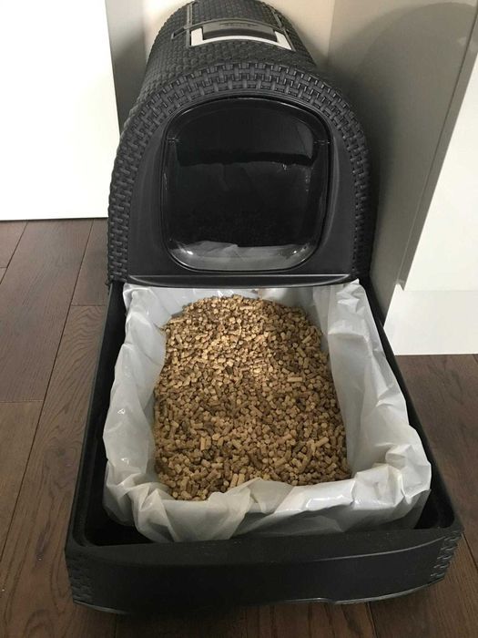 Nowoczesna kuweta dla kota kot dom zwierzęta ciemna duża rattan