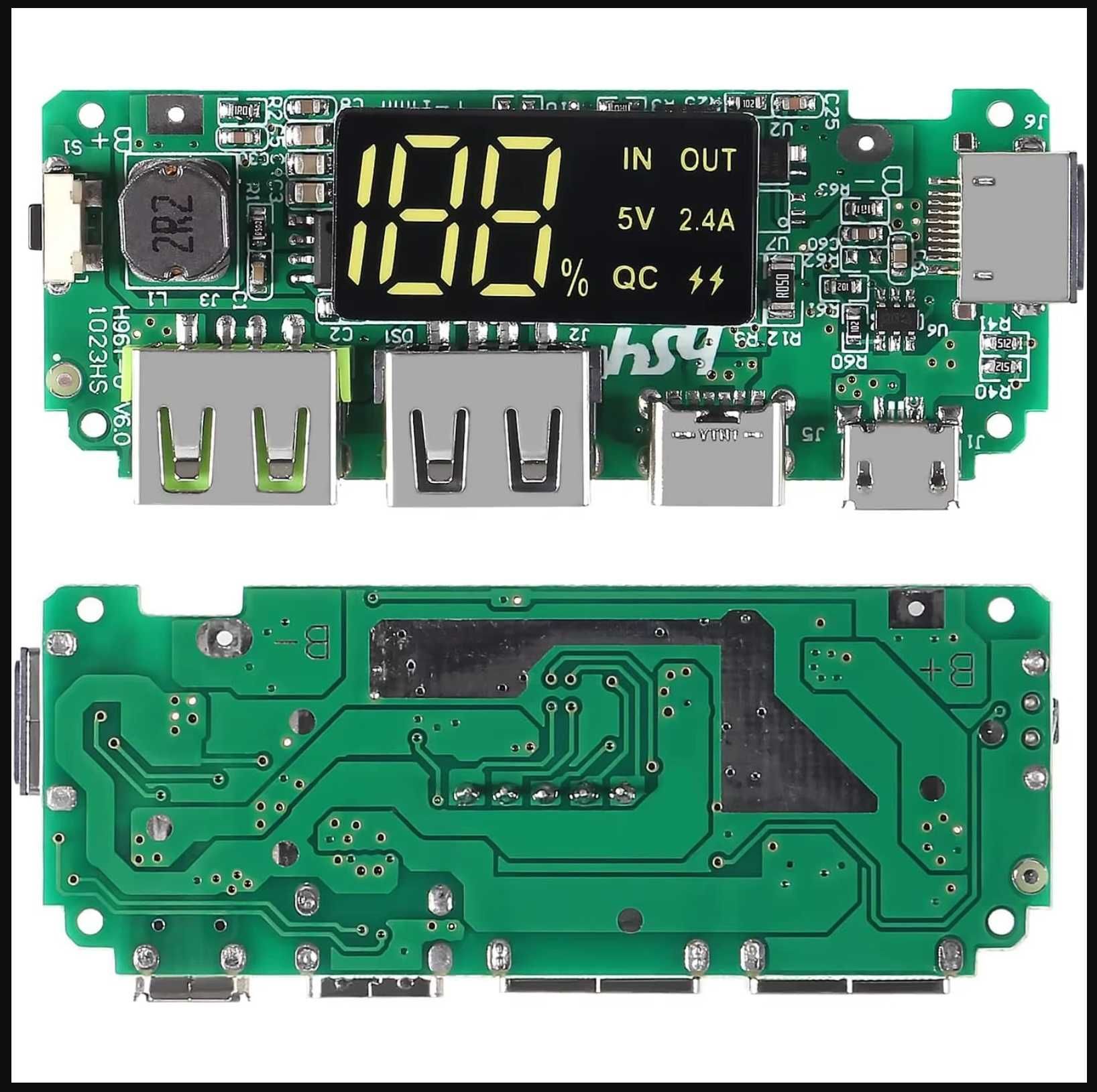 Power Bank Moduł ładowania USB 5V 2.4A Micro/Type-C USB - 18650 itp.