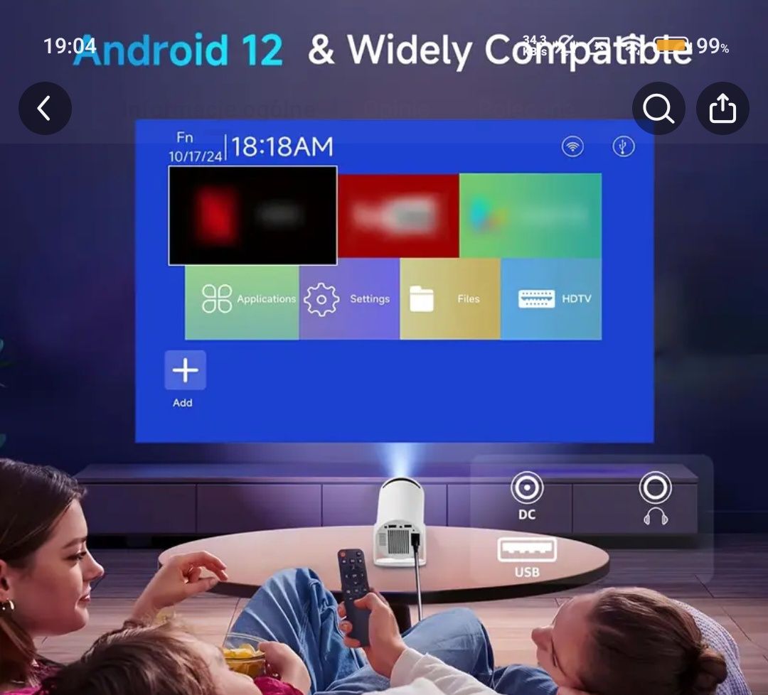 Projektory 4k wi-fi i androidem nowy