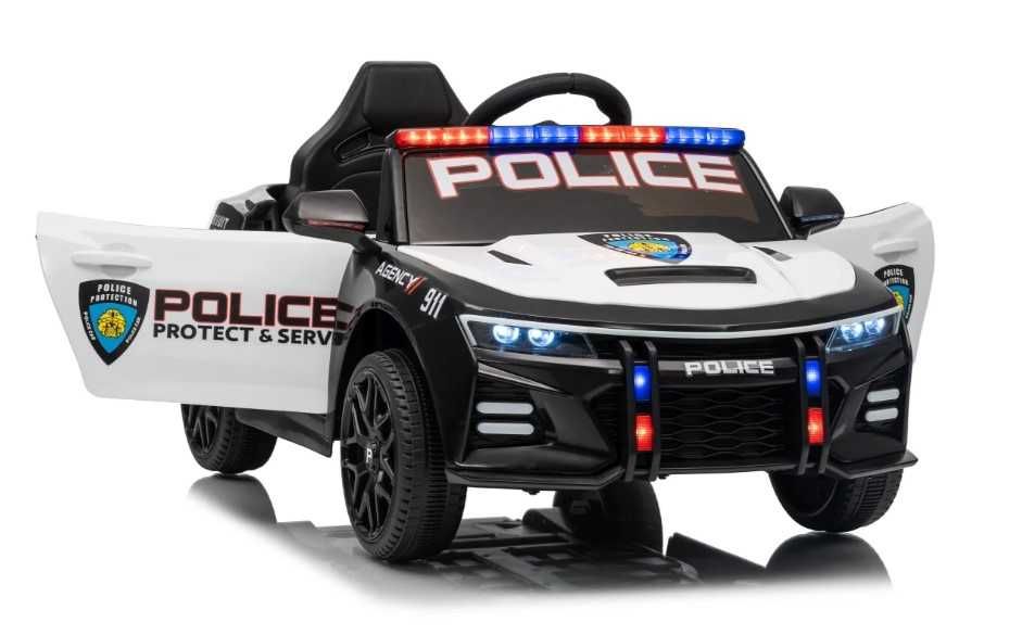 Elektryczny samochód dziecięcy Policja 911 – LED, megafon, pilot