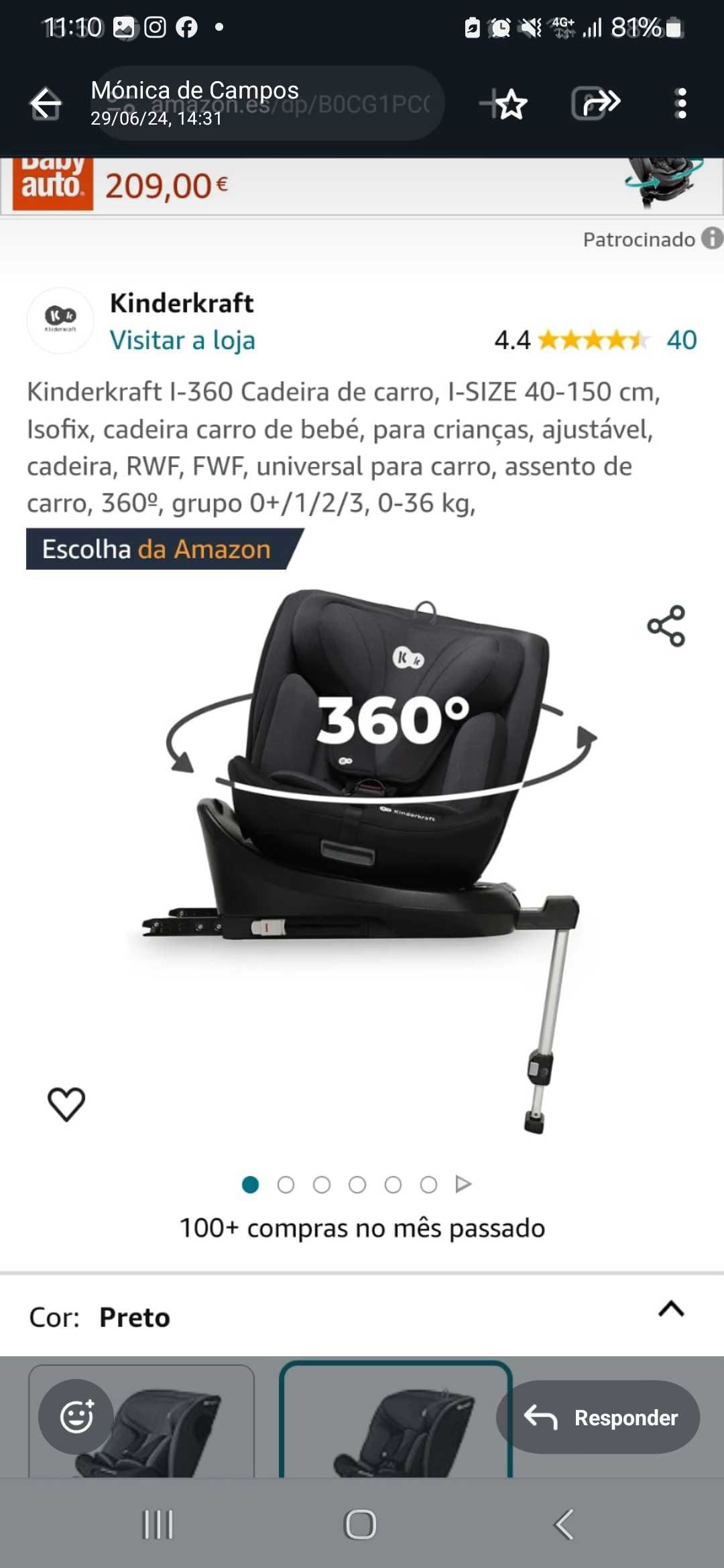 Cadeira auto kinderkraft