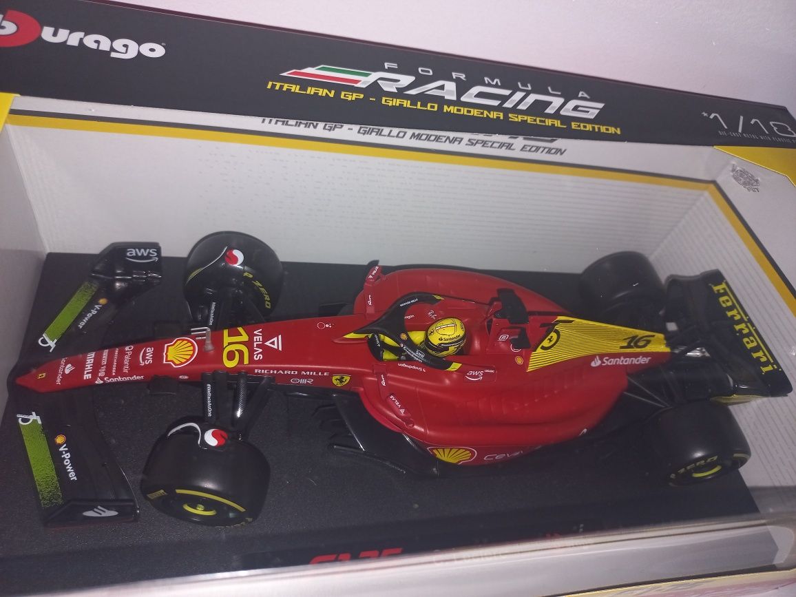 Bburago bolid F1 Ferrari F1-75 Italian GP, Charles Leclerc, skala 1:18