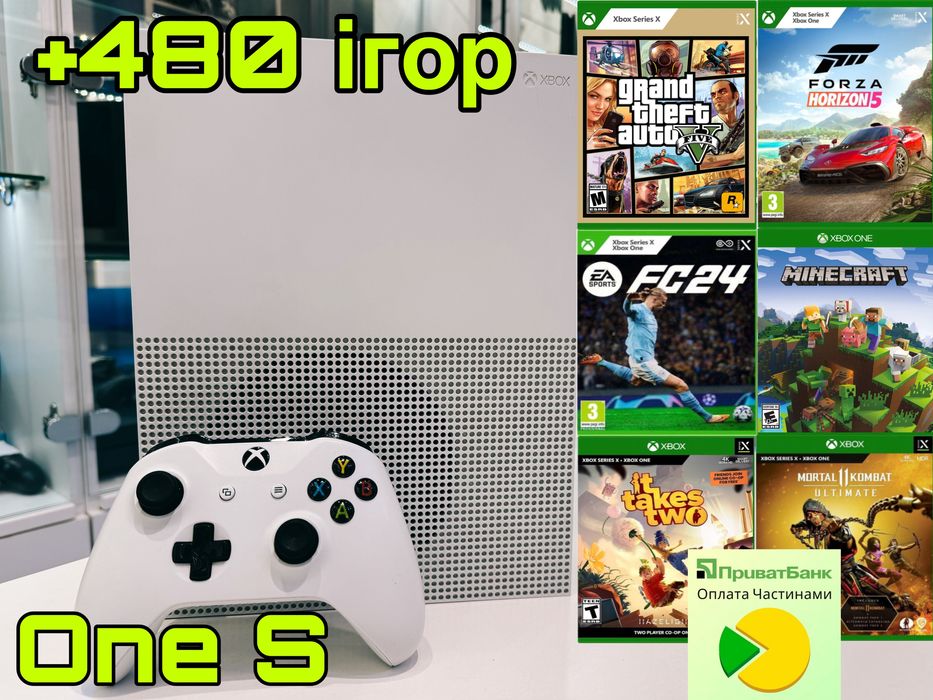 Акція! Xbox One S 500-1000Gb + 480 ігор Магазин Гарантія
