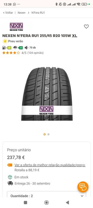 Pneus Nexen N'fera RU1  255/45/R20