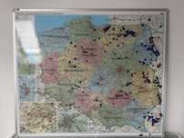 Mapa scienna Polski 2:3 w aluminiowej ramie na plycie - magnesy grati