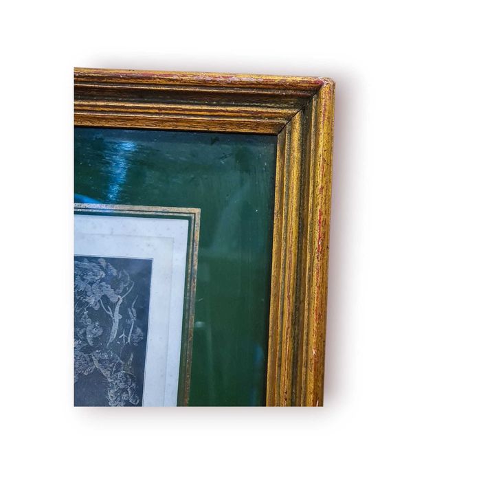 Quadro Antigo Gravura Gustave Doré – Tema Merlim (48×41 cm)