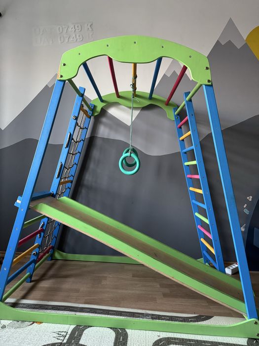 Ігровий дитячий спортивний  центр, гірка та кільця в комплекті