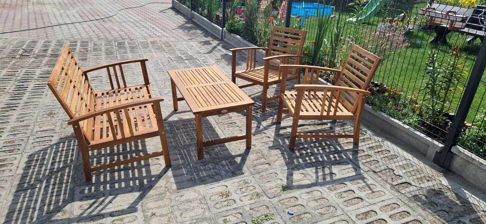 Zestaw mebli ogrodowych z drewna drewniane meble na taras ogród SUPER