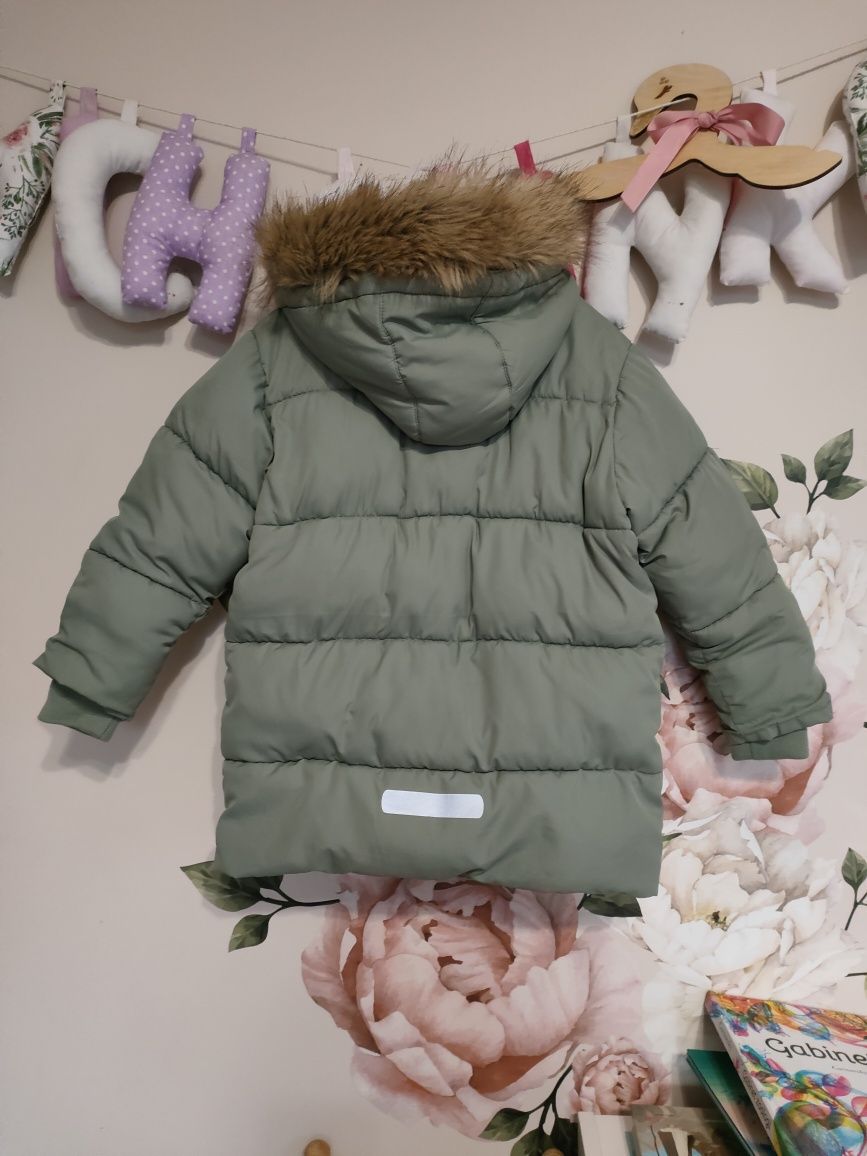 Kurtka płaszczyk KappAhl 116 khaki puchowa zimowa