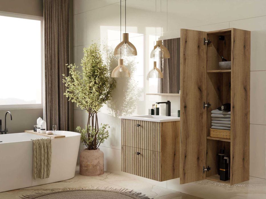 Lustro TIGO z Półką 60x61,5 Cm Do Łazienki Przedpokoju DĄB EVOKE