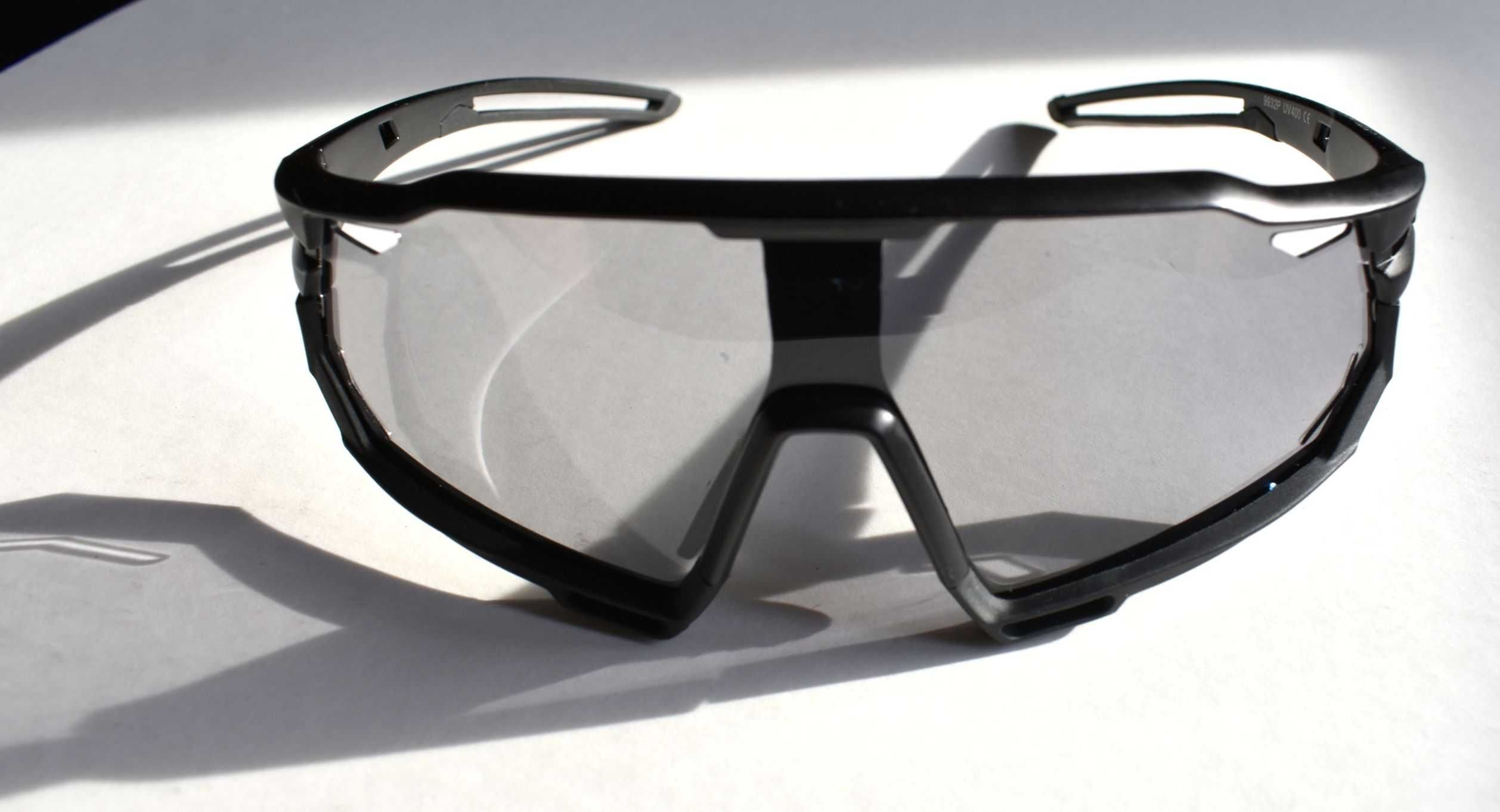 Okulary sportowe, rowerowe, fotochrom UV400 bezbarwne, CE