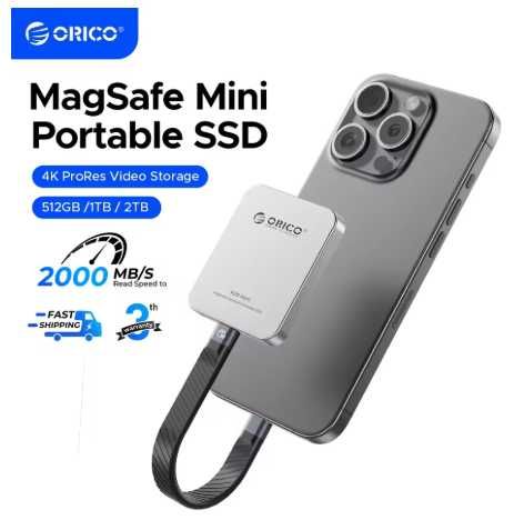 ORICO Mini SSD Externo Magnético para iPhone 16 15
