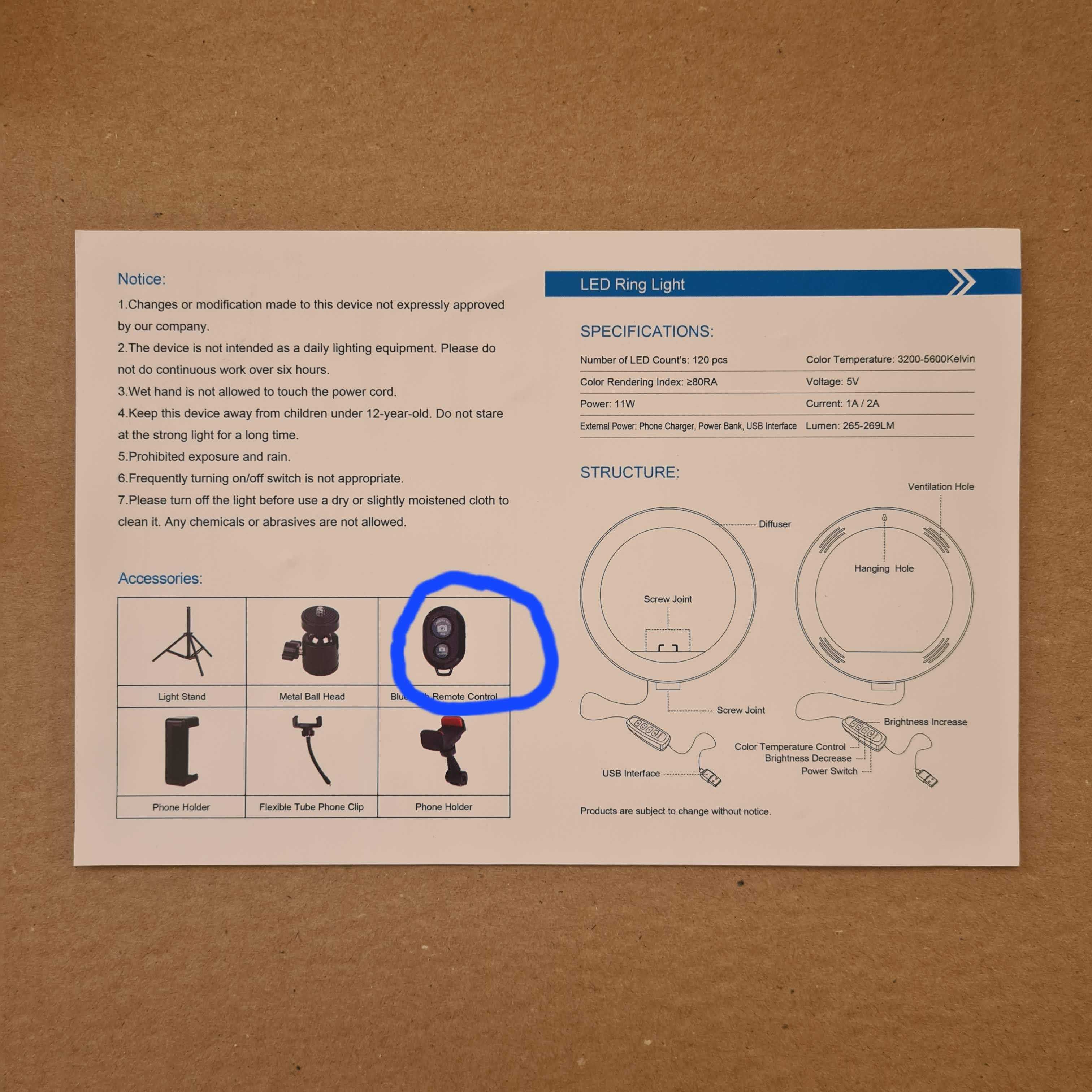 LAMPA PIERŚCIENIOWA LS-260 26cm + Statyw  (A)