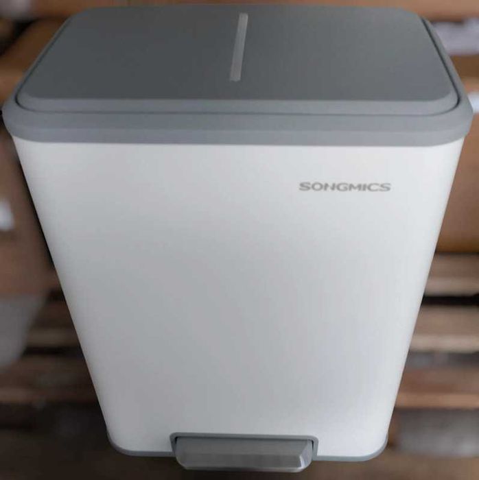 Stylowy kosz na śmieci biało/szary