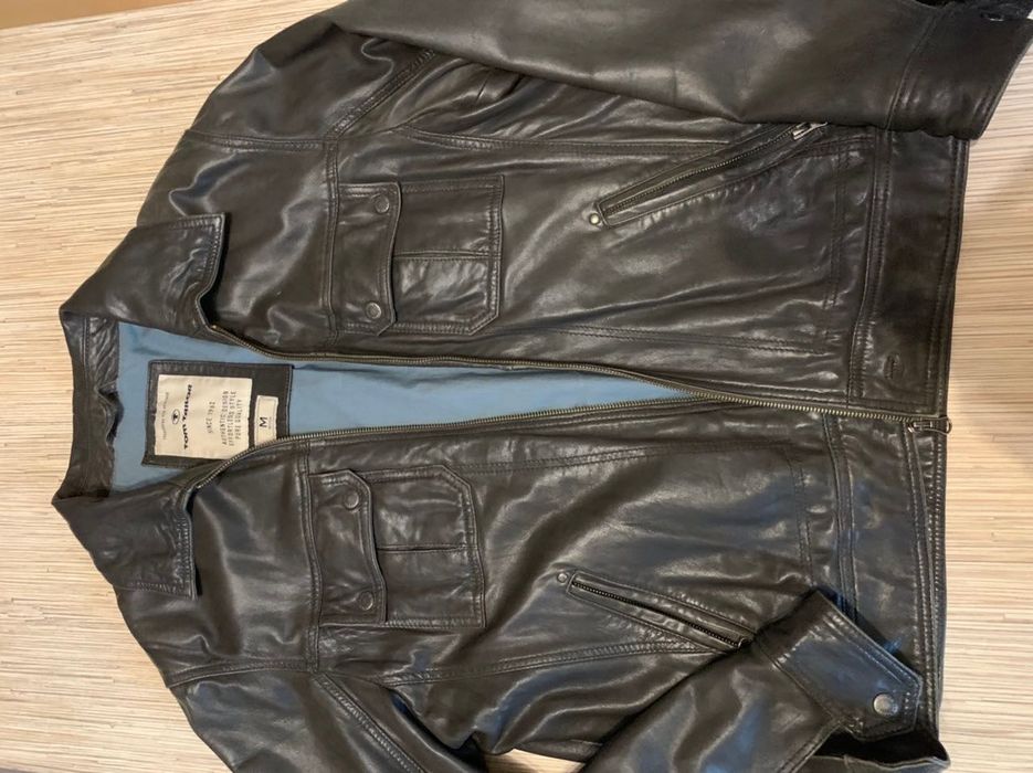 Kurtka skórzana TOM TAILOR rozmiar M męska szara