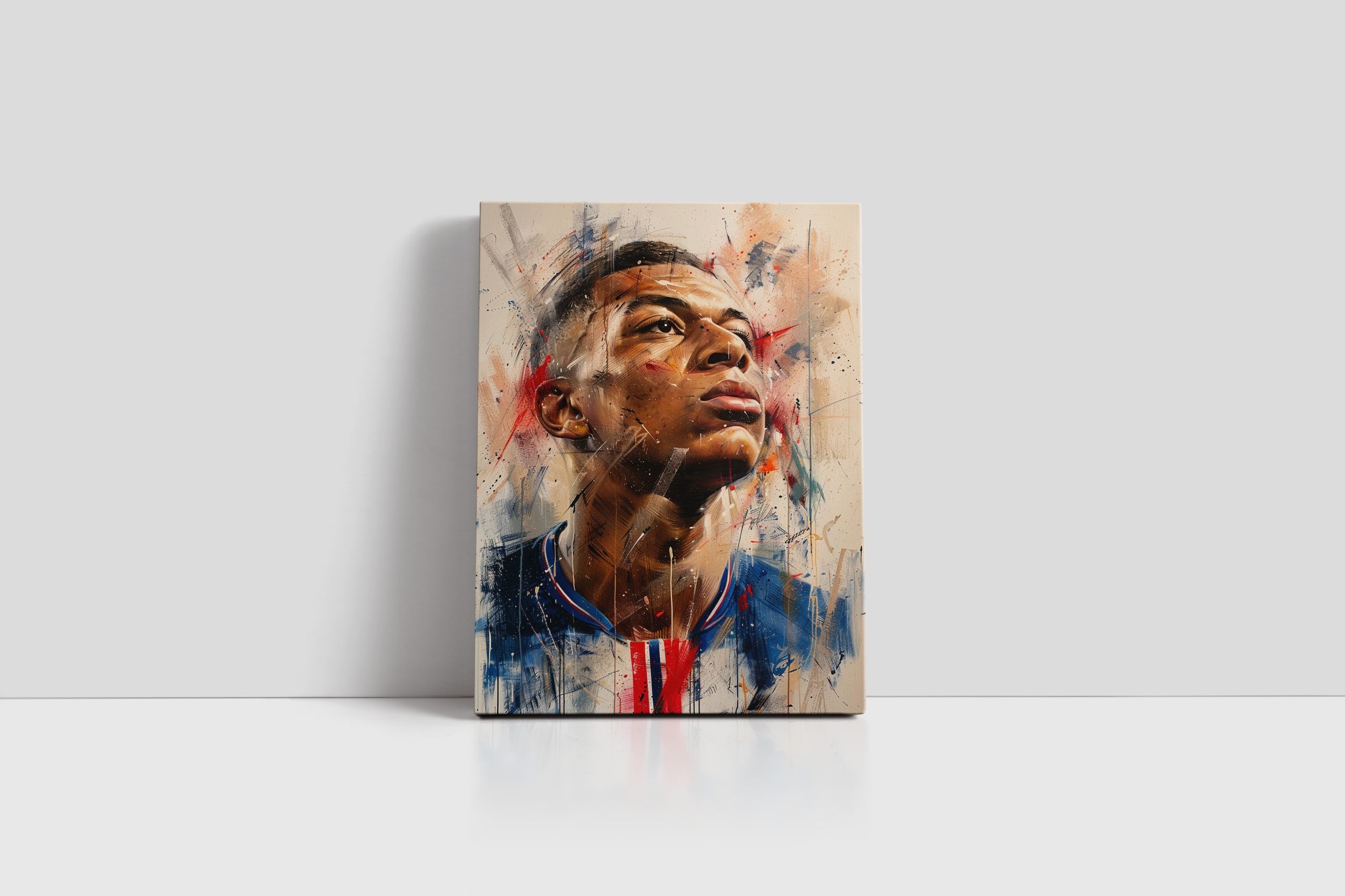 Nowoczesny Portret Kyliana Mbappé na płótnie 30x40 cm do wnętrz