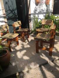 4 Cadeiras em madeira e tecido