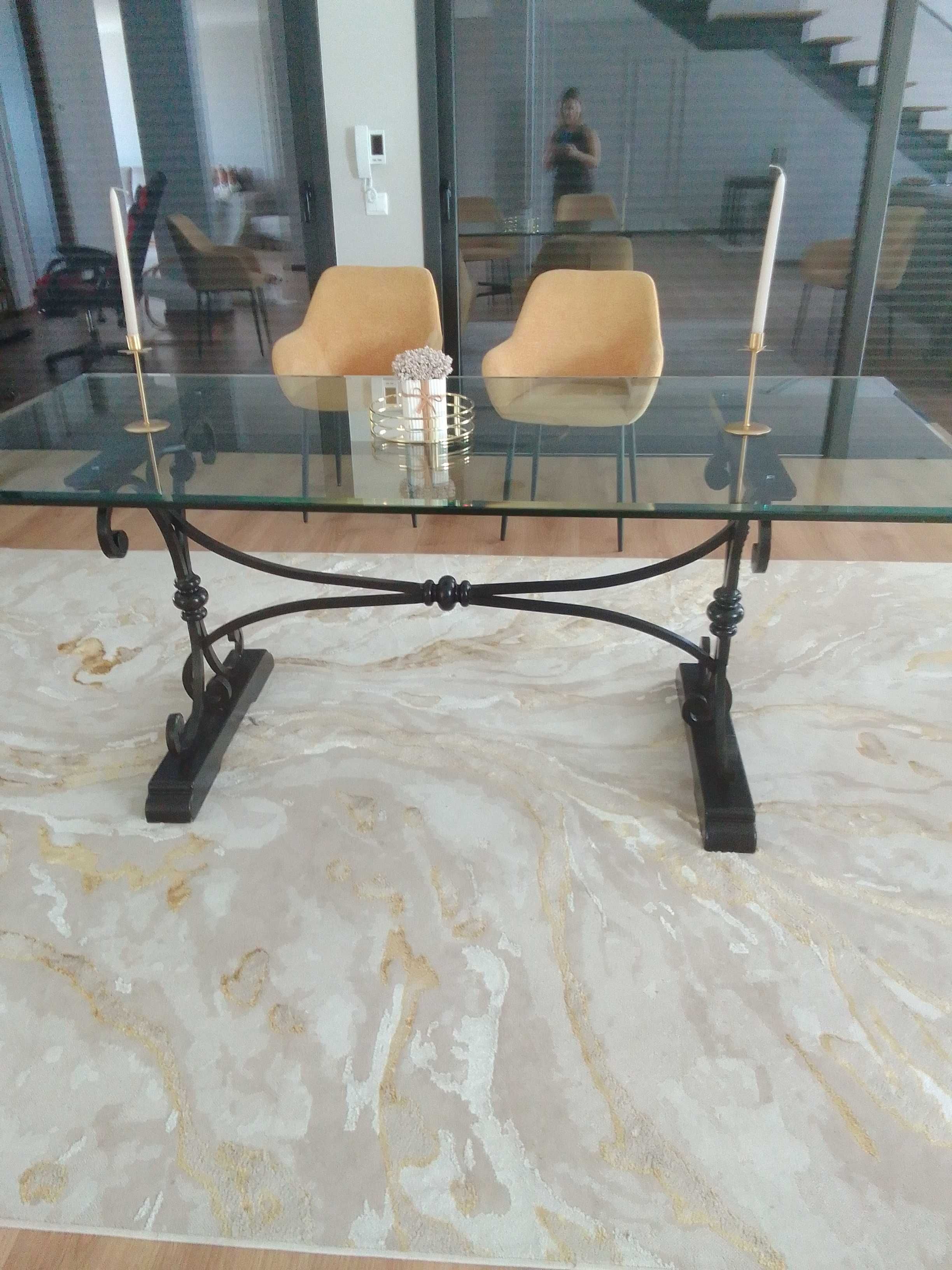 Mesa de refeição tampão vidro temperado