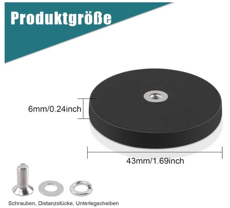 Zestaw 18 magnesów neodymowych, gumowych, średnica 43mm udźwig do 15kg