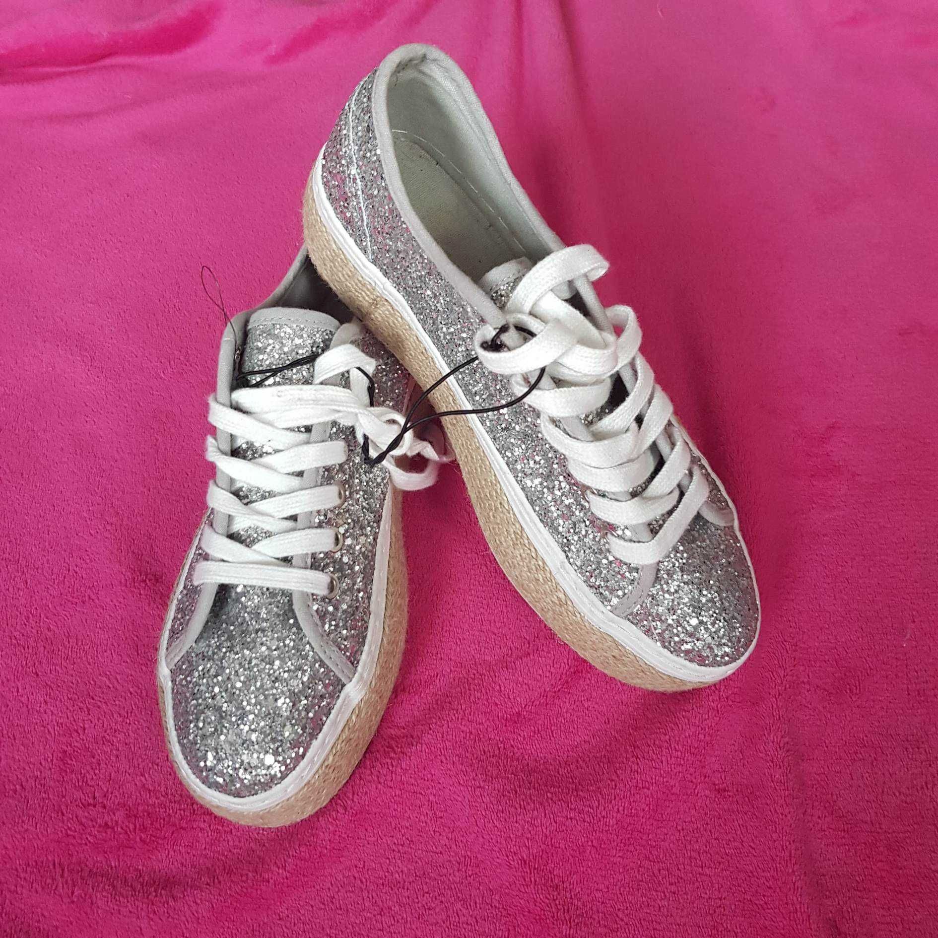 Srebrne PIMKIE espadryle trampki tenisówki rozm 37