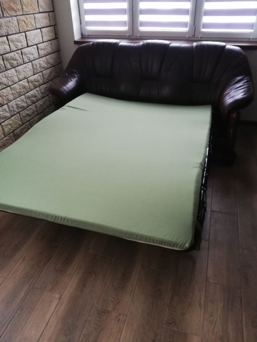 Sofa kanapa, skóra z funkcją spania