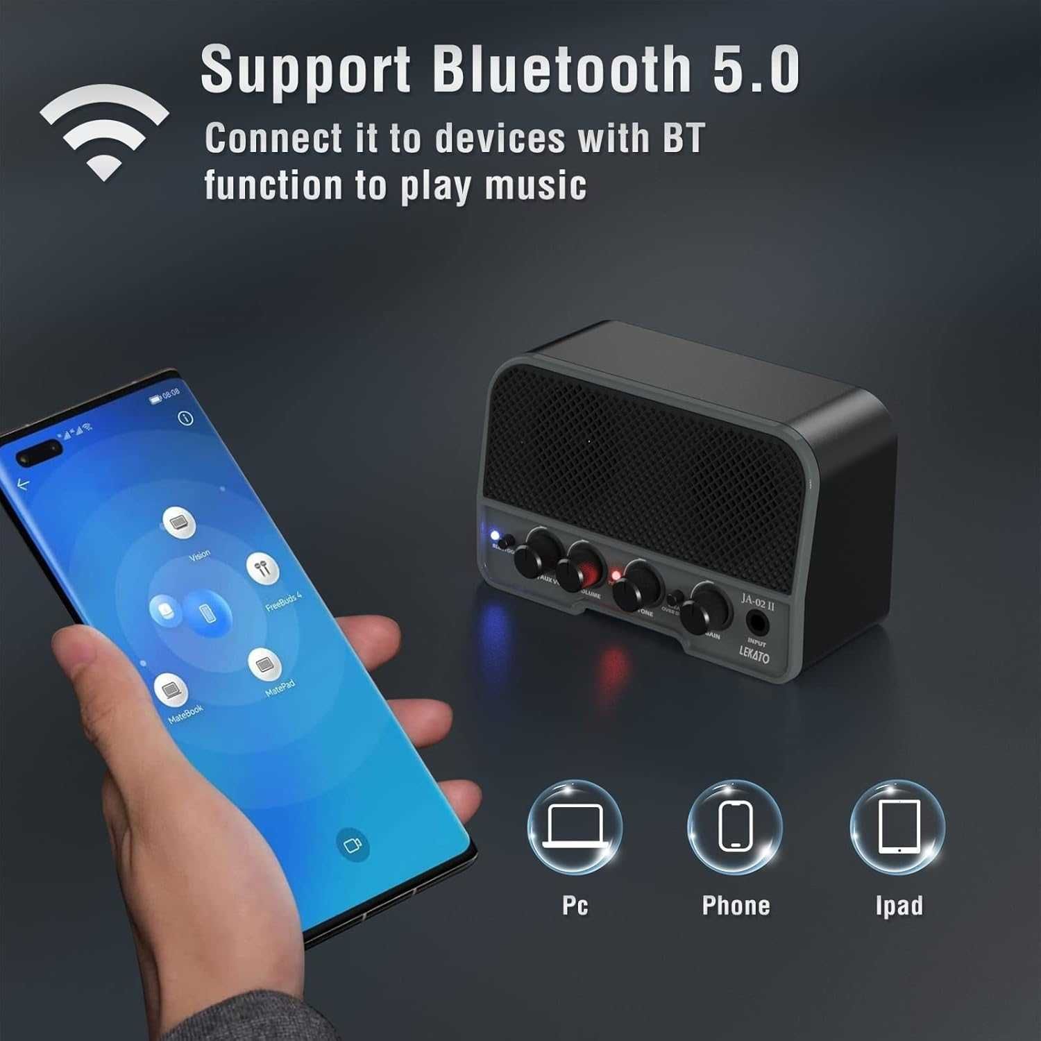 Комбопідсилювач для електрогітари LEKATO JA-02 II, Bluetooth, 5 ват