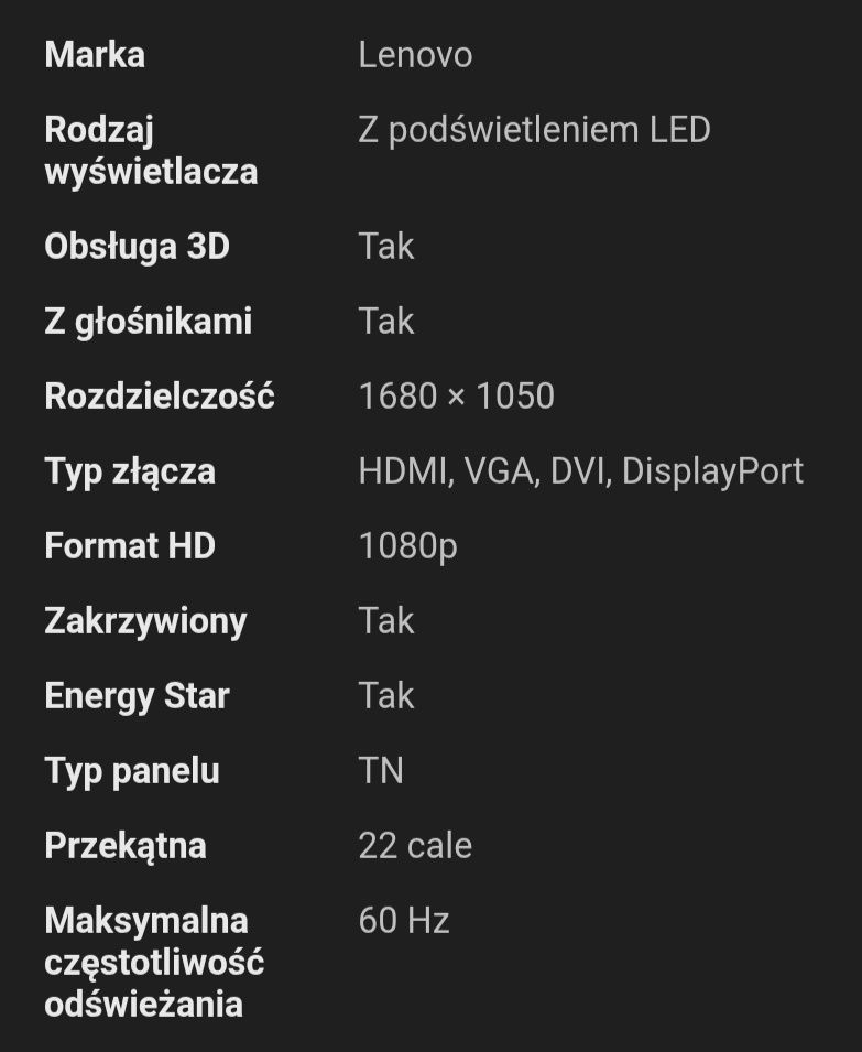 Monitor Lenovo t2254pc