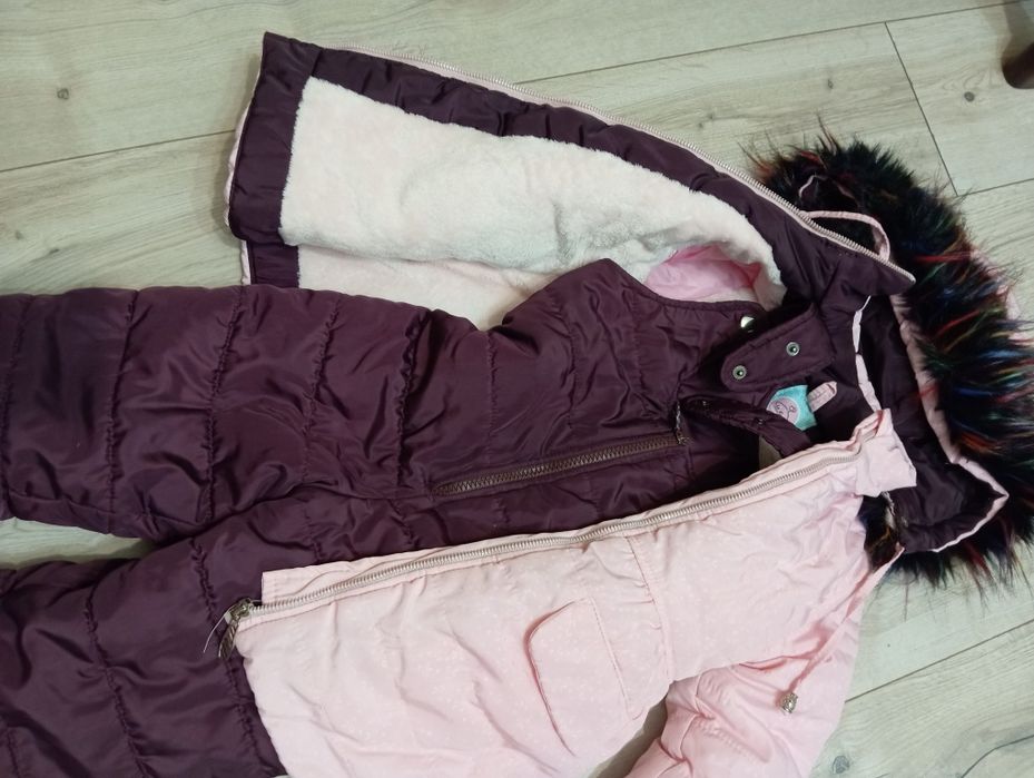 Зимовий костюм для дівчинки комбінезон і пальто