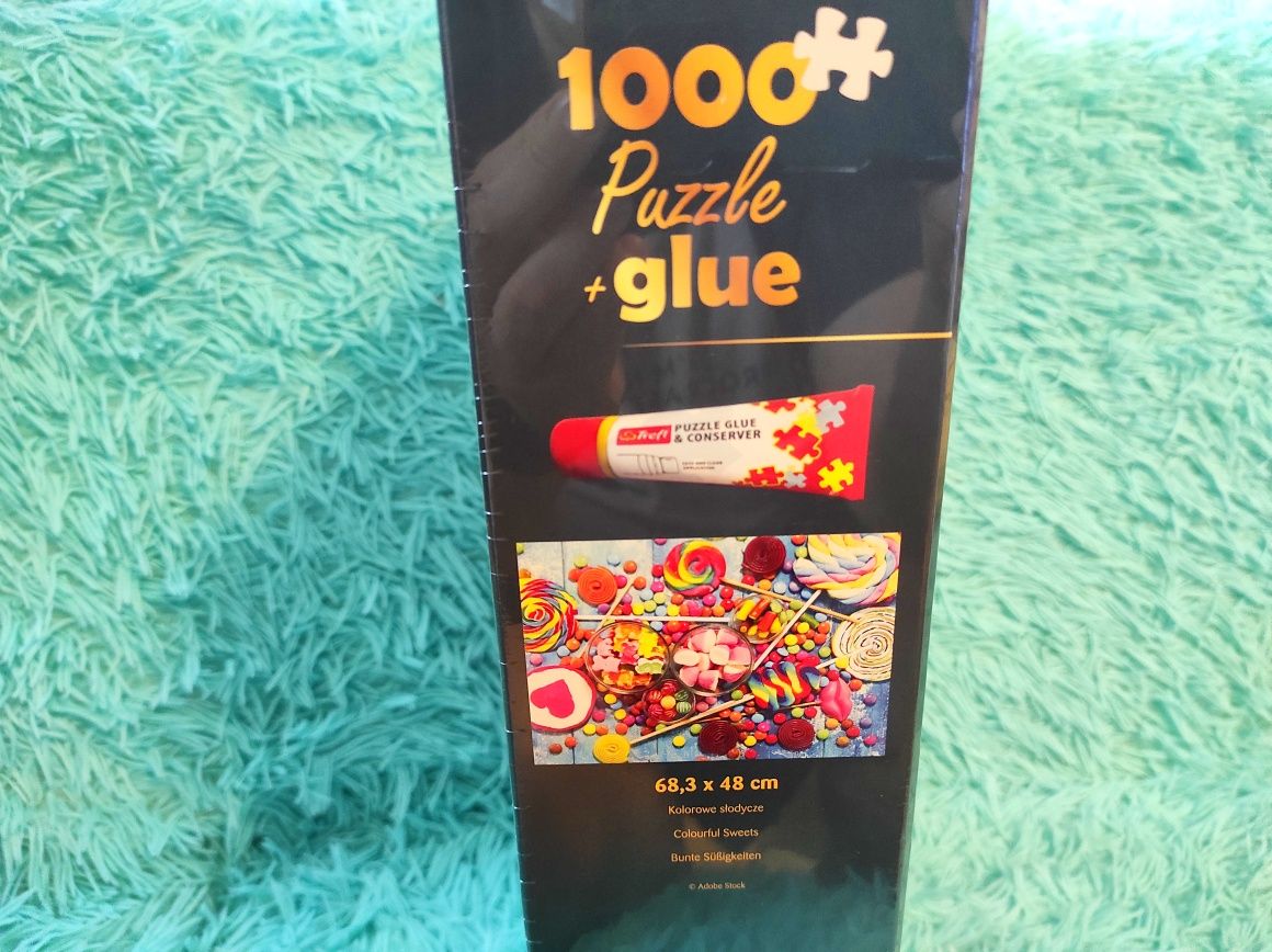 Puzzle + glue 1000 el. ,, Kolorowe słodycze,, NOWE