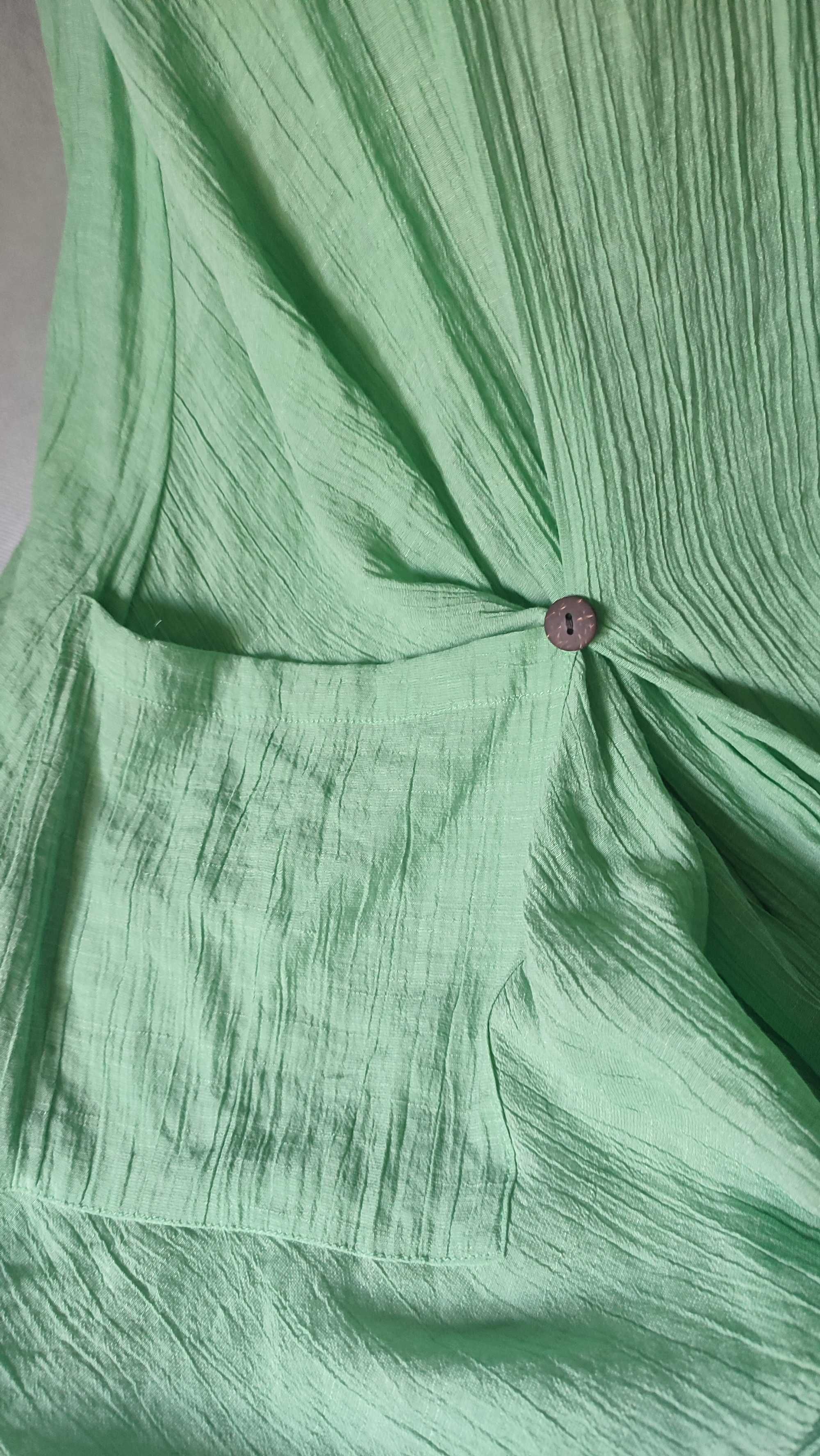 Wiskozowa bluzka damska plus size bez rękawów zielona XL