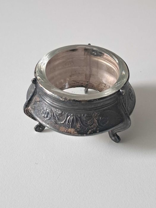 Solniczka ze szklanym wkładem ZSRR miedzionikiel