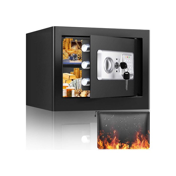 Sejf Ognioodporny 22l Z Alarmem Torbą Wodoodporną Sejf Ścienny Mejasg