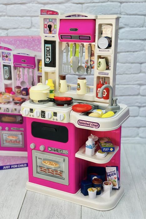 Висока дитяча кухня з водою та парою на 69 предметів, висота 92 см