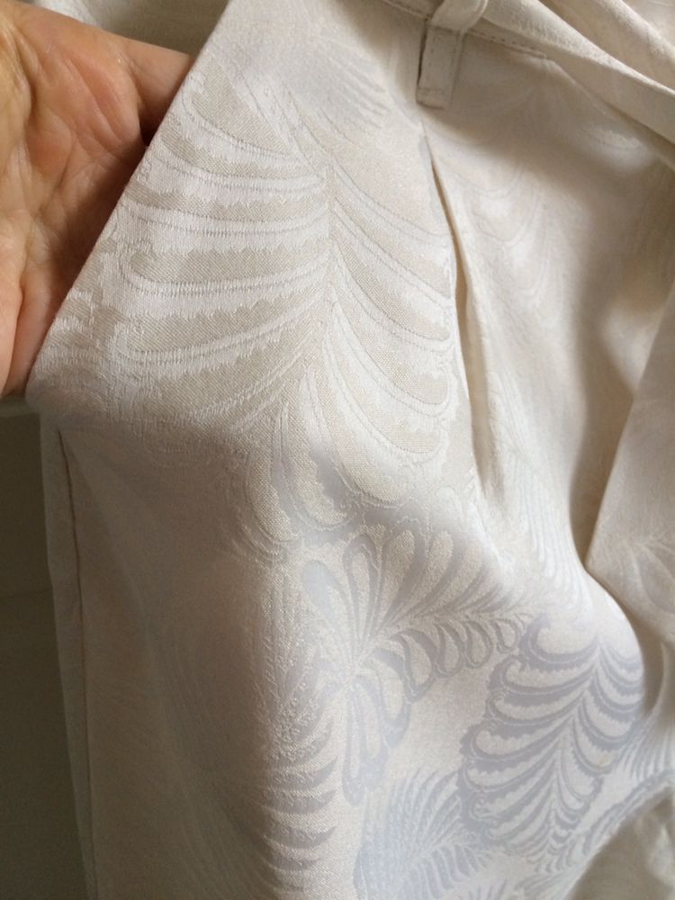 Letnie damskie spodnie h&m kremowe w kwiaty z wysokim stanem 38