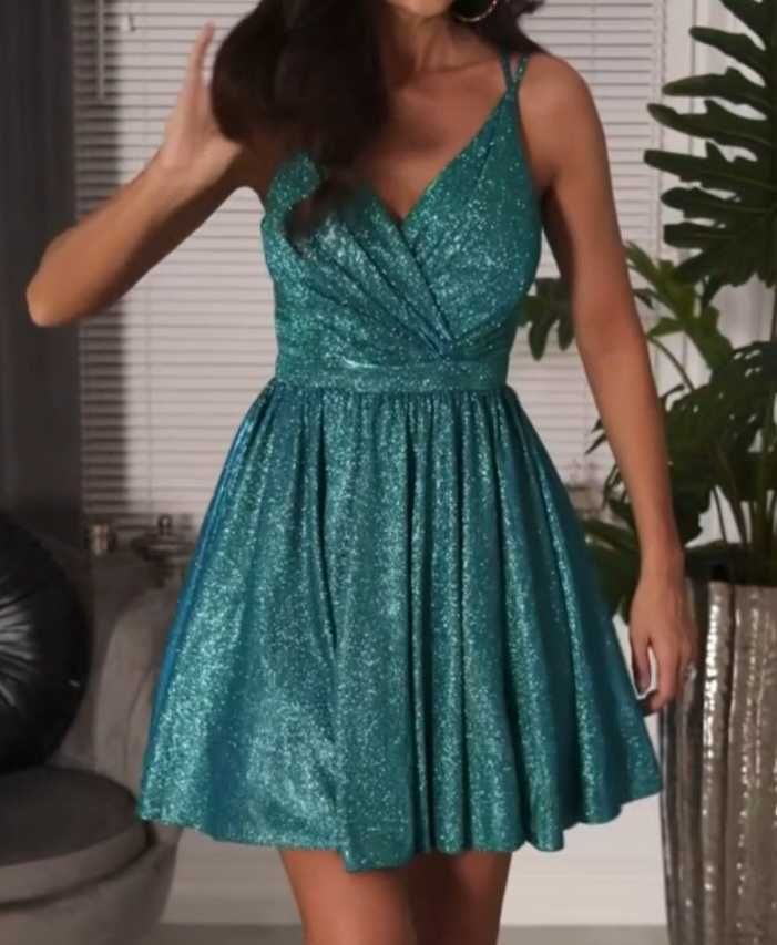 Turkusowa brokatowa sukienka Elizabeth Collection Lily 36