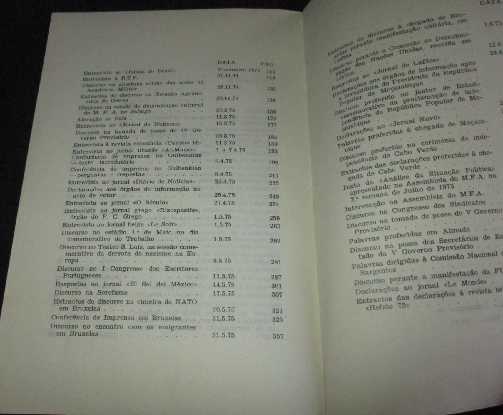 Livro Discursos Conferências de Imprensa Entrevistas Vasco Gonçalves