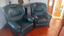 Poltronas verdes em pele