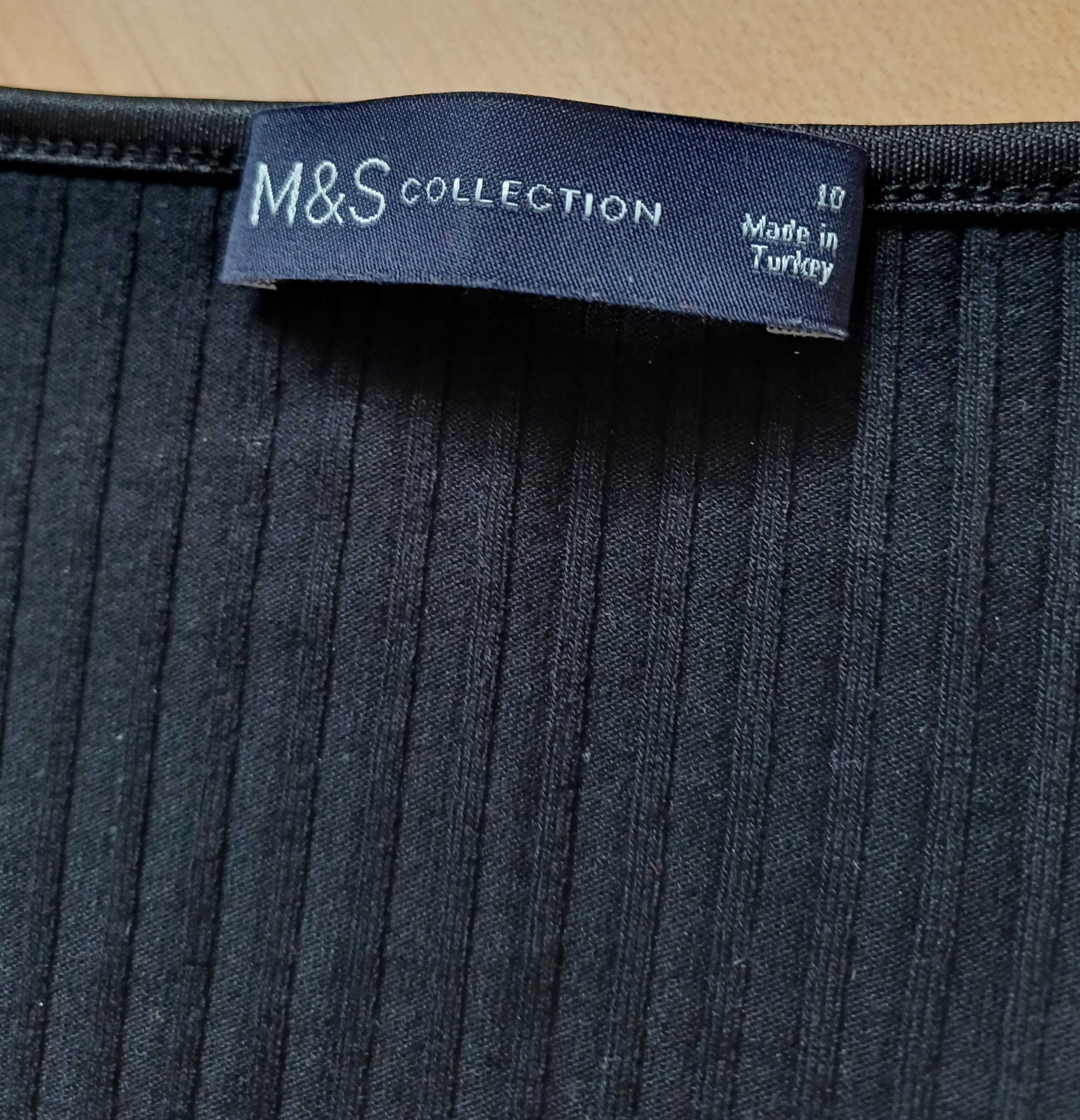 Bluzka damska na długi rękaw czarna w prążek Marks and Spencer 38/M